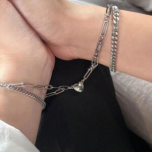 2/$30🌵 Magnetic Heart Couples Bracelets Best Friend Bracelets Silver Gift NEW